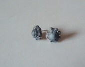 Pitfired Ceramic Button set in silver - ear posts  - Zeeuws knopje