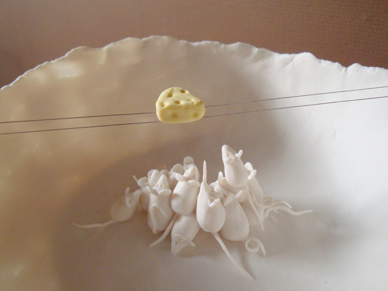 Mice with cheese - porcelain story bowl in gift box
