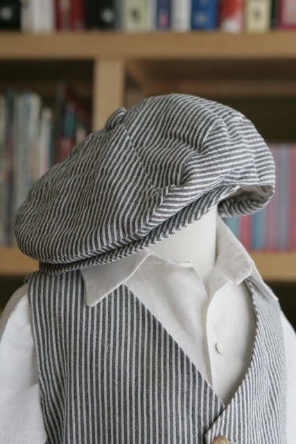 Newsboy linen or seersucker hat