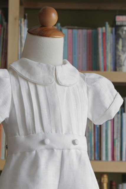 Baptismal White Linen Prince Outfit christening baptism