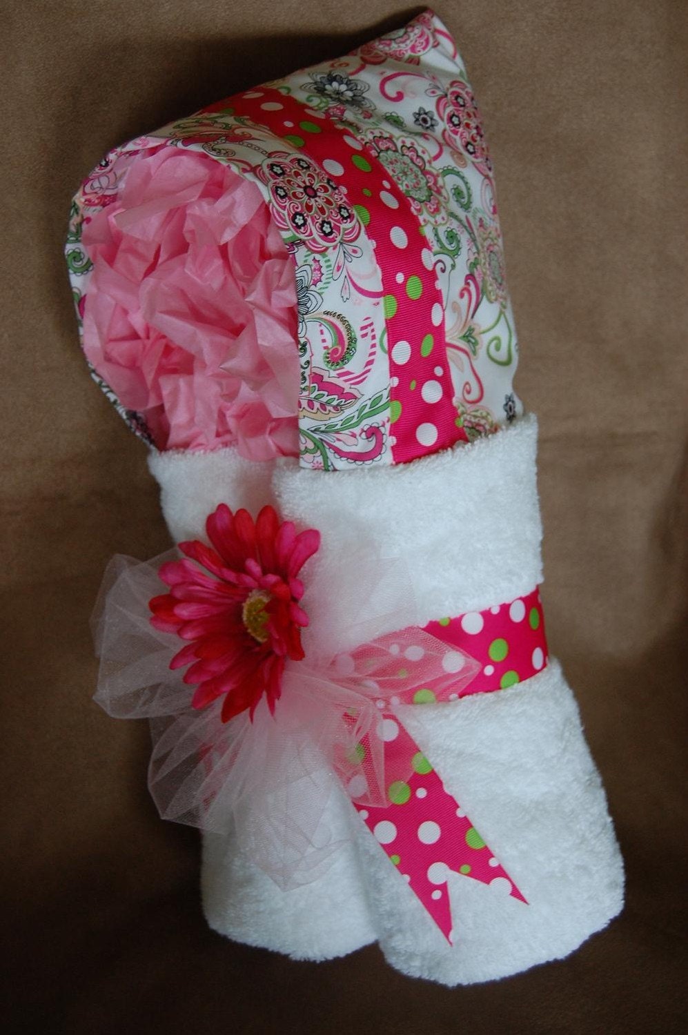 Boutique Hooded Baby-Toddler Towel - Hot Pink Paisley