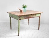 Vintage Wood Farm Dining Table - Mid Century, Modern, Rustic, Shabby Chic - Hindsvik