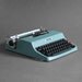 Vintage Underwood Typewriter - Olivetti, Mid Century, Modern, Blue, Retro