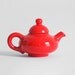 Vintage Red Ceramic Tea Pot - Mid Century, Modern, Retro, Kitchen, 1950's