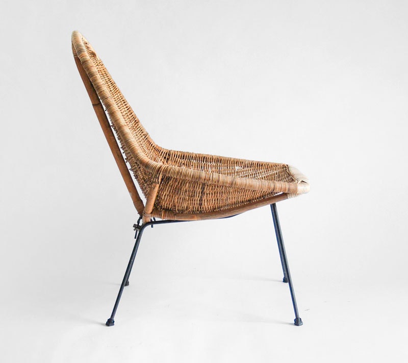 ON HOLD until July 7th - Mid Century Basket Chair - Lounge, Dining, Modern, Retro, Woven, Wicker