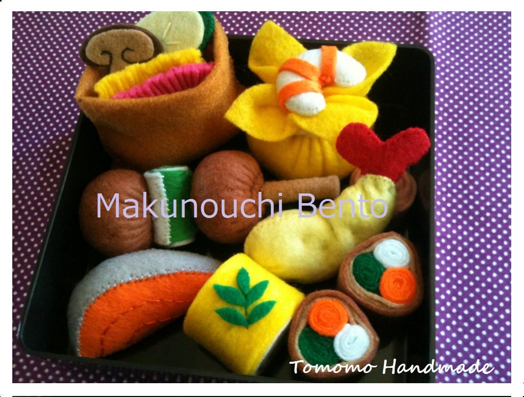 ETSY Pretend food - Play food - Felt food Japanese Makunouchi Bento