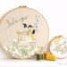 Embroidery Hoop Art - 'Let's go' Textile illustration in yellow & green - large 10" hoop