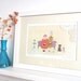 Fine Art Print - 'Betty & Nora' A4 Giclee Print of an Original Granny Chic Embroidered Canvas. Purple, orange, turquoise, olive, doilies