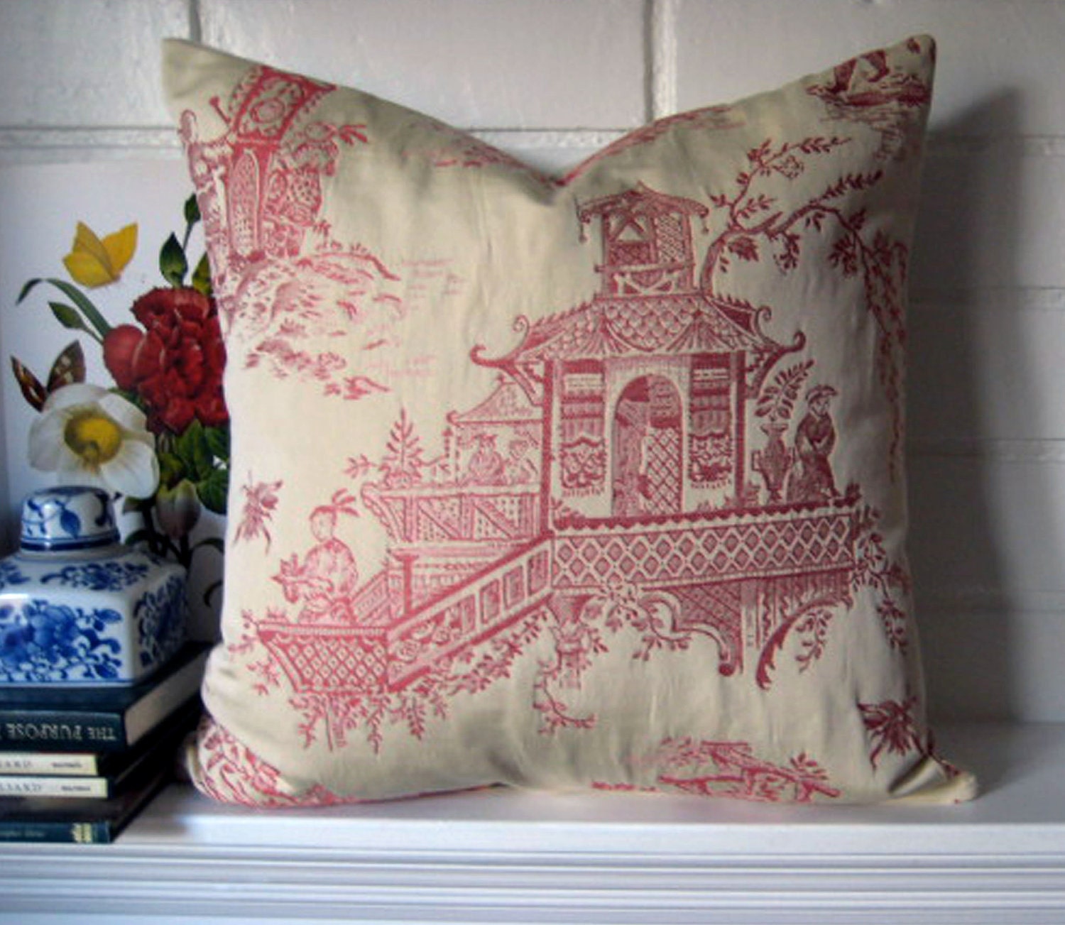 BEAUTIFUL ASIAN TOILE 20 inch  Pillow Cover