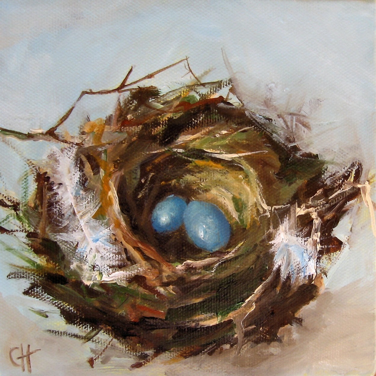 Bird Nest - Canvas Giclee Print of an Original Painting - 7x7