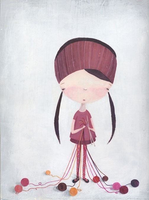 The Knitting Girl - Print