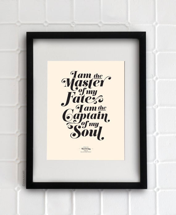 INVICTUS on cream - typography art print - 8.5 x 11 in French or English - vintage collection