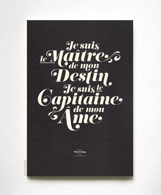 INVICTUS on black - typography art print - 13 x 19 in French or English - vintage collection