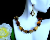 Crazy Lace Agate, Smokey Quartz Necklace, Earrings