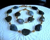 Faceted Moss Agate Gemstone Necklace and Bracelet