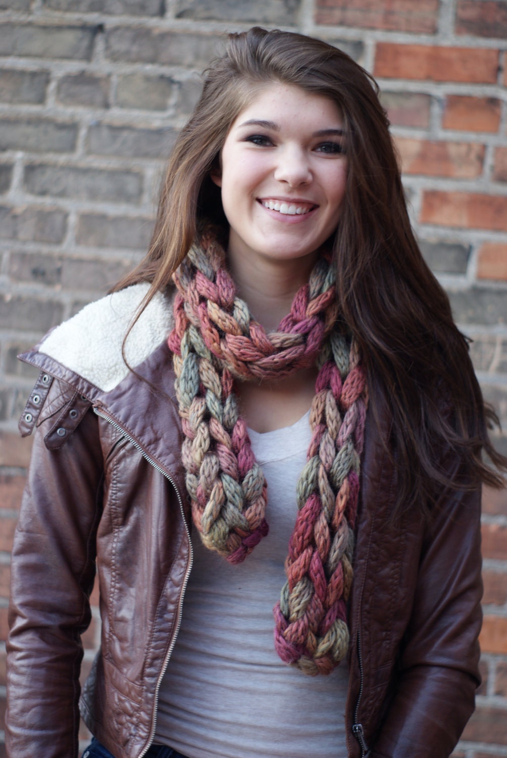 Handknit Womens Scarf Chain Link Chunky Knit Fall Fashion Autumn Fashion Winter Fashion Back to School