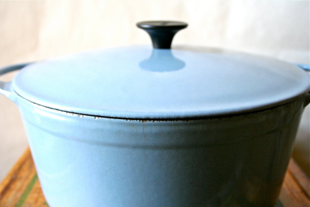 Vintage Cousances Dutch Oven Pan LeCreuset Le Creuset France 1950s Blue SALE was 100