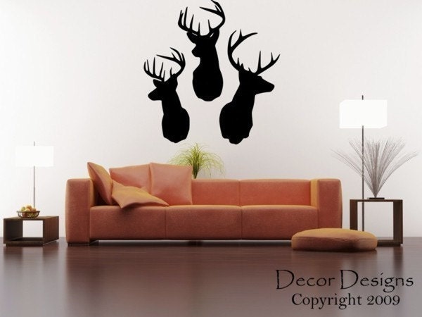 3 Deer Heads Wall Decal