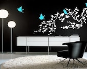 SALE SALE Large Birds Around the Cherry Blossom Branch Vinyl Wall Decal SALE
