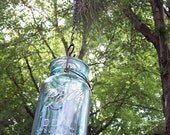 Four Vintage Ball Jar Lanterns--hanging Ideal jars with wire bails and chain
