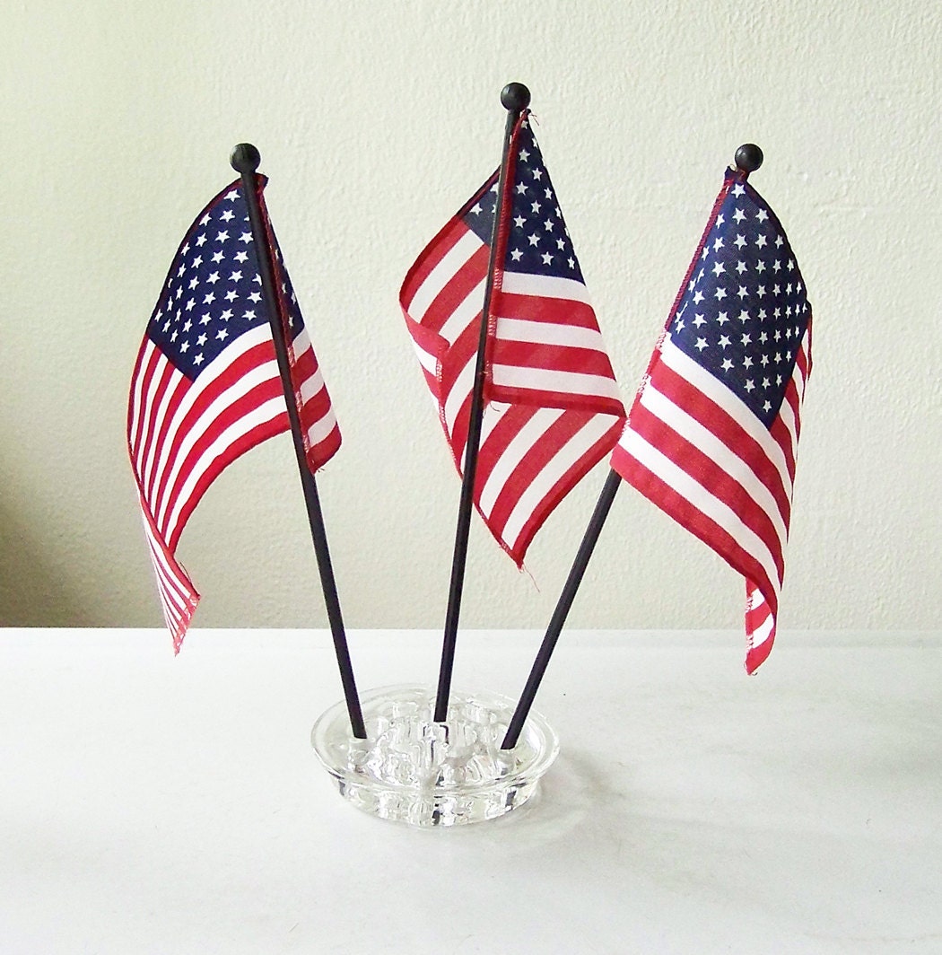 Patriotic Centerpiece, flags in a flower frog