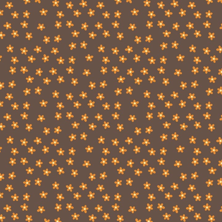 Bloom and Grow by My Mind's Eye for Riley Blake - 1 Yard Brown Little Blossoms