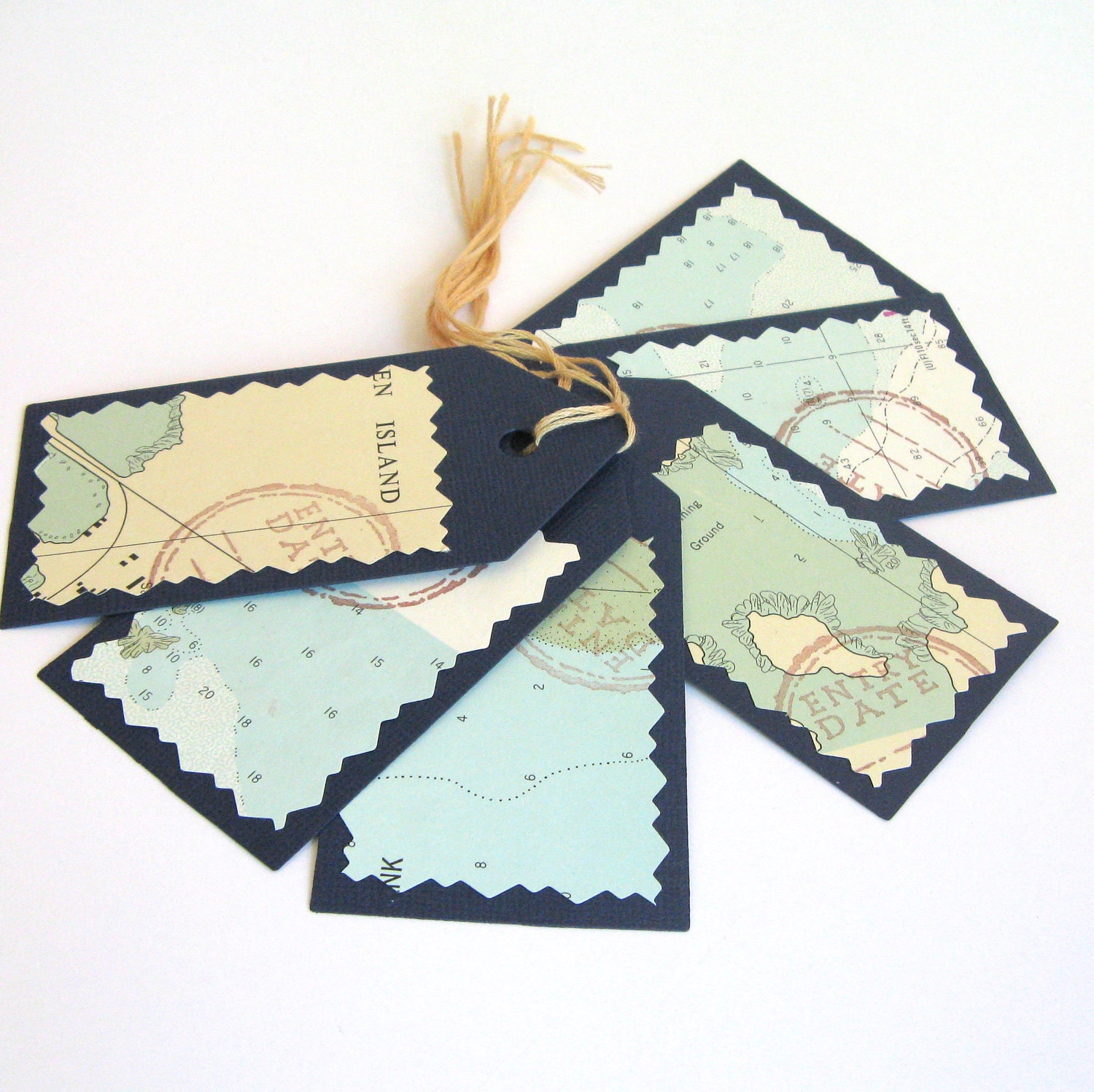 Nautical Tags -  Navy Blue Tags - Eco-Friendly and Recycled - Set of 10