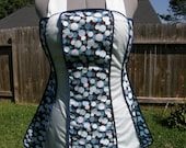 Vintage Style Apron  - Blue Dots -  Free Personalization