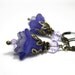 Purple Flower Dangle Earrings, Vintage Style Lucite Earrings, Swarovski Jewelry, Violet Lavender Bell Flowers, Antiqued Brass, For Her