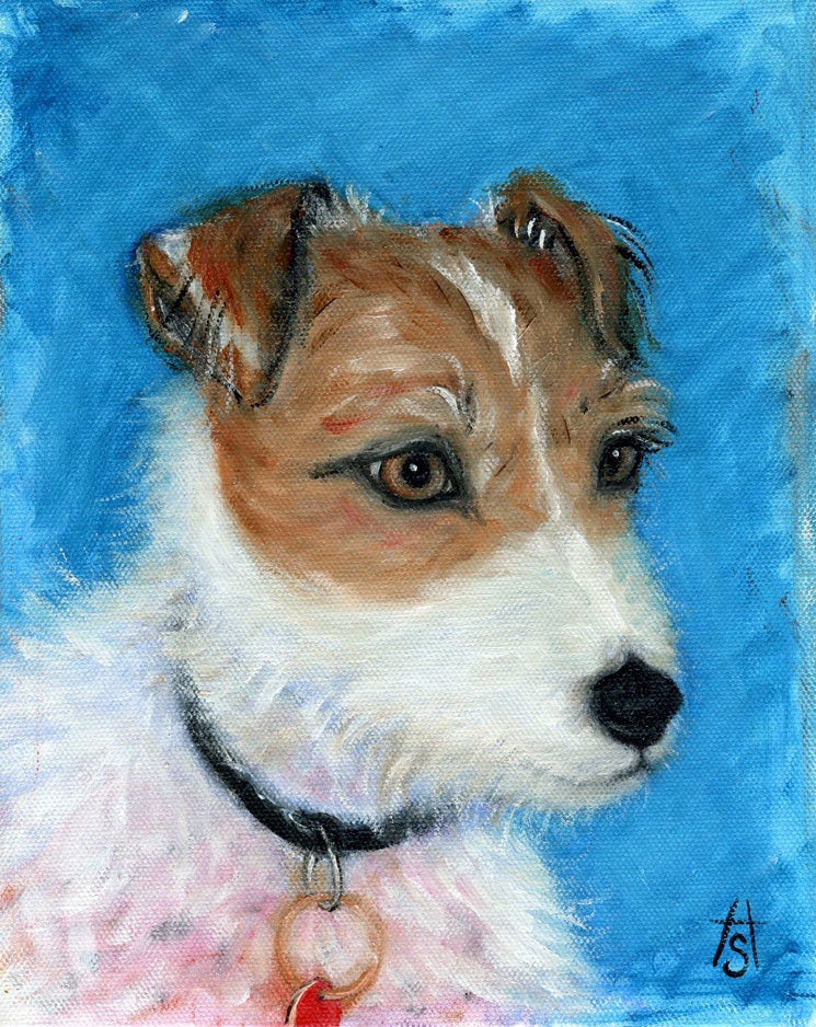 SALE   Original Jack Russell Terrier dog oil painting.  Truman