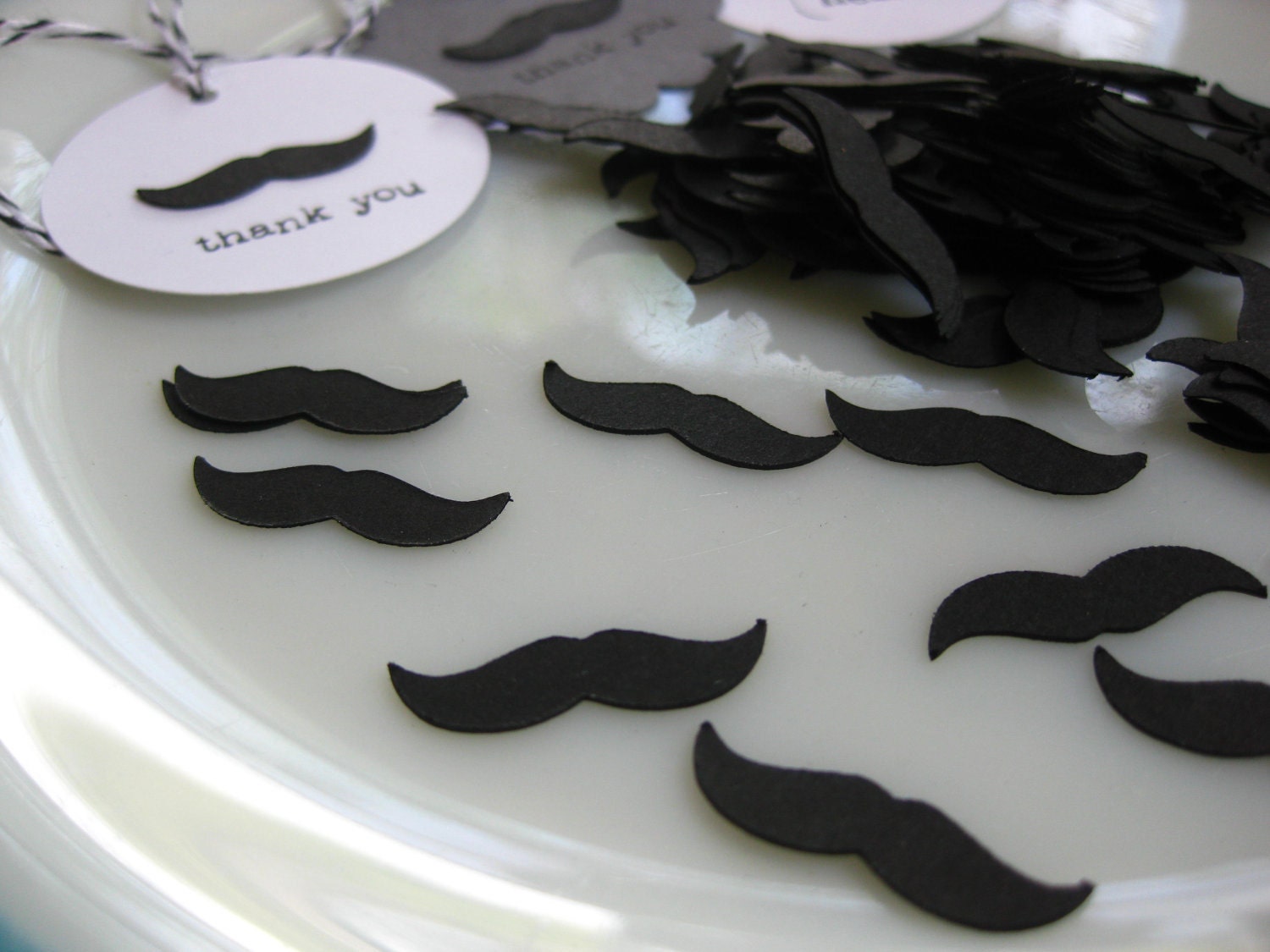 150 Tiny Black Mustache Die Cut Confetti 1 Inch