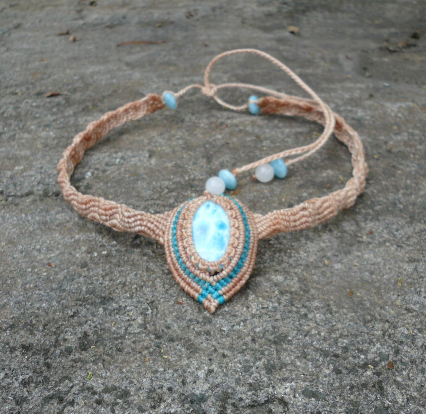 Larimar macrame necklace