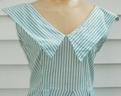 Vintage 1950s Sailor Collar Day Dress S 4 6 Cool Cotton