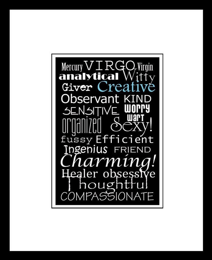 Subway Art Sign Virgo Zodiac Typography Print 5x7 in an 8x10 mat