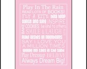 Children's Bucket List Typography Art 8x10 and matted in an 11x14 white mat