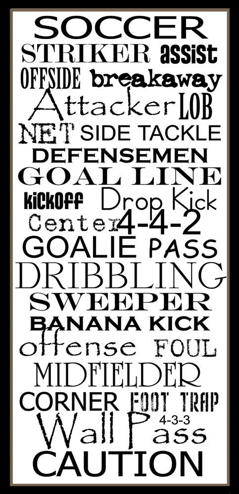 Subway Sign Art Soccer Sports Typography Word Print 10x20