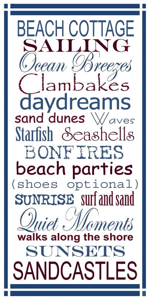 Subway Art Sign Beach Typography Print 10x20
