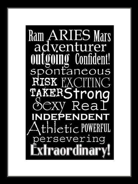 BOGO - Subway Art Sign Aries Zodiac Typography Art Print 5x7 in an 8x10 mat
