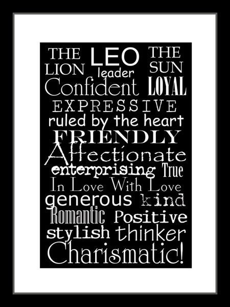 Subway Art Sign  Leo Zodiac Typography Print 5x7 in an 8x10 mat