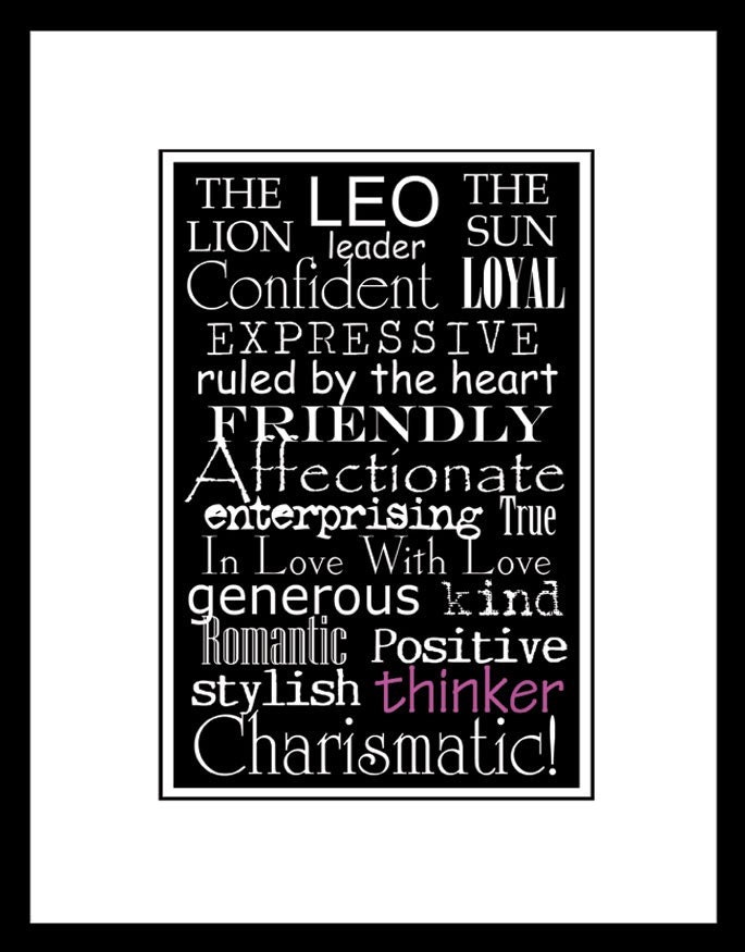 Subway Art Sign  Leo Zodiac Typography Print 5x7 in an 8x10 mat