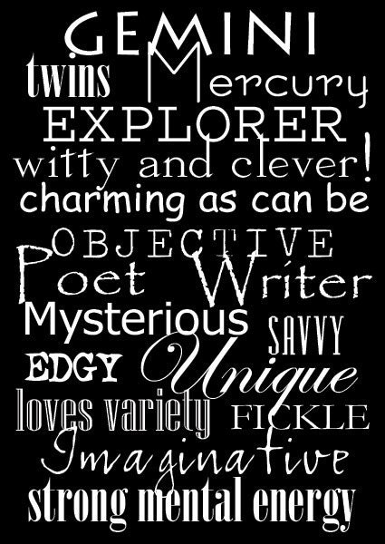 Subway Art Sign Gemini Zodiac Typography Print 5x7 in an 8x10 mat