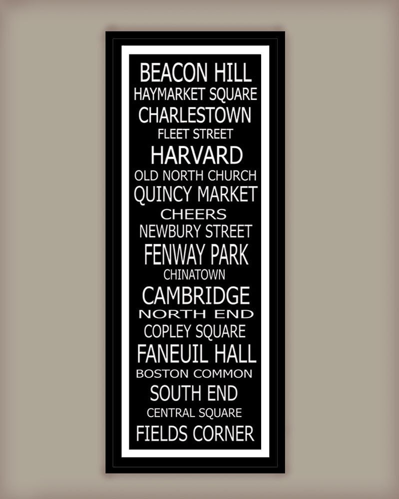 Subway Art Sign Boston Destination Typography Print 11.75x36