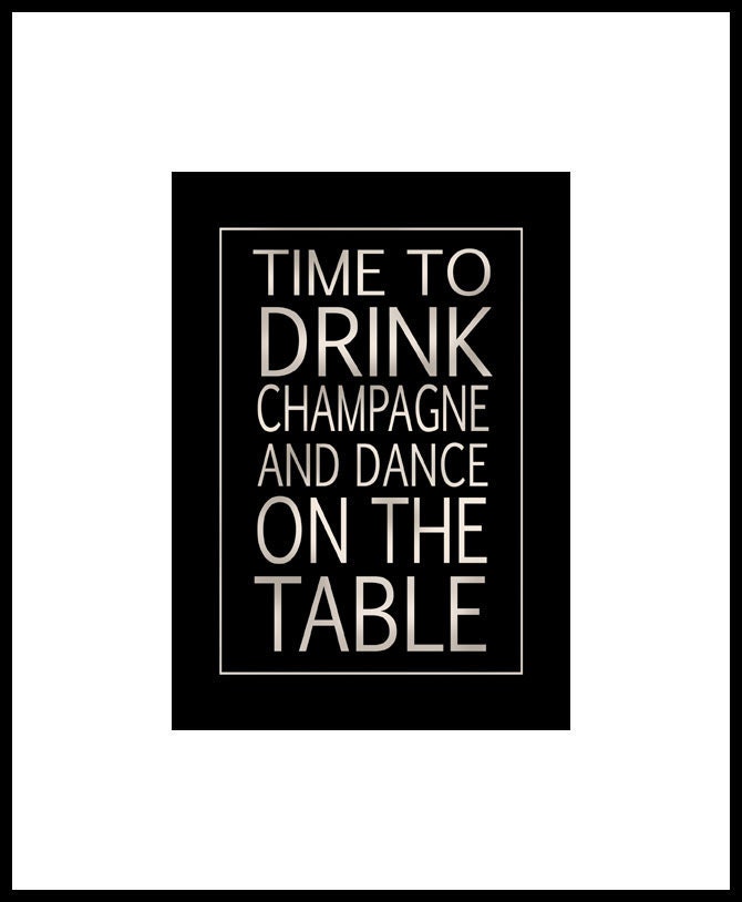 BOGO - Time to Drink Champagne 5x7 Subway Sign Typography Art Print in 11x14 mat