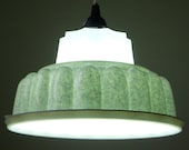 TUPPERLIGHT Upcycled Recycled Tupperware Winter Wonderland White Speckled Jell-O Mold Hanging Pendant Light Fixture - BootsNGus Lamps