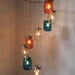 Red, White, Blue Mason Jar Lighting Chandelier Cascading Carousel Hanging Light - Rustic Industrial Eco Friendly Original BootsNGus Design
