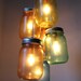 Over The Rainbow Mason Jar Chandelier - Modern Industrial Swag - Handcrafted UpCycled BootsNGus Hanging Pendant Lighting Fixture
