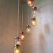 Pink Lemonade - Mason Jar Chandelier Hanging Light Fixture - Spiral Waterfall Rustic Mason Jar Wedding Lighting - BootsNGus Lamp Design