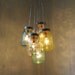 Breezes Mason Jar Chandelier - 5 Pint Ball Jars - Brushed Nickel Ceiling Plate & Hardware for Direct Installation - BootsNGus Lamp Design
