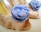 Something Blue Fabric Flower Handmade shoe clips