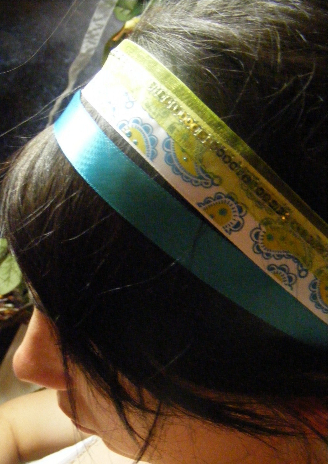 HEADBANDERS papillon turquoise - triple stranded paisley headband